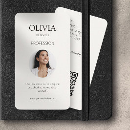 Schwarz-Cream-Elfenbein-Foto-SozialQR-Code Visitenkarte