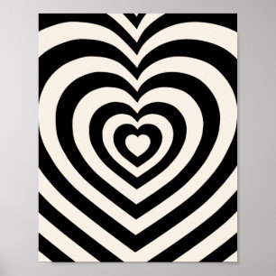 Schwarz-Creme-Weiß-Herz Poster