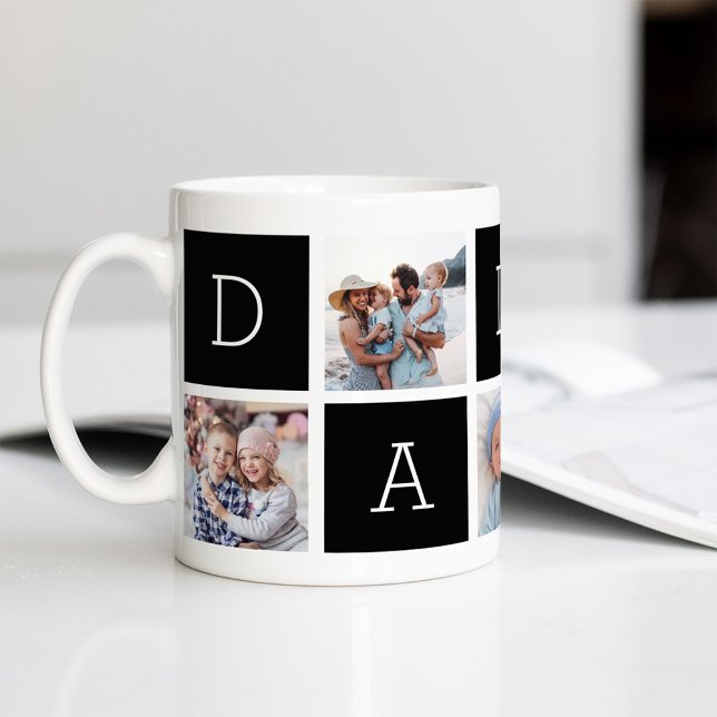 Schwarz | Custom Daddy 5 Foto Collage Kaffeetasse (Von Creator hochgeladen)