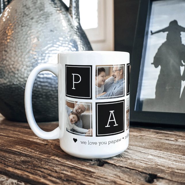 Schwarz | Custom Papaw 5 Foto Colorblock Collage Kaffeetasse (Von Creator hochgeladen)