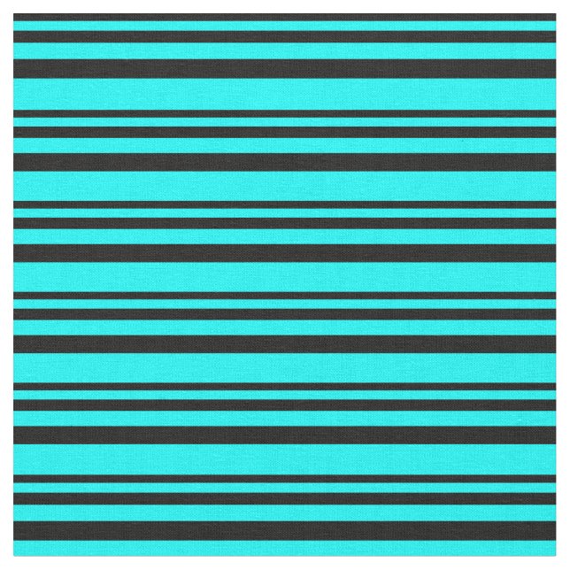 Schwarz-Cyan-farbiges Linse/Streifenmuster Stoff (Nahaufnahme)