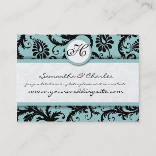 Schwarz-Damast-Flora mit Korallenzeichnung Visitenkarte