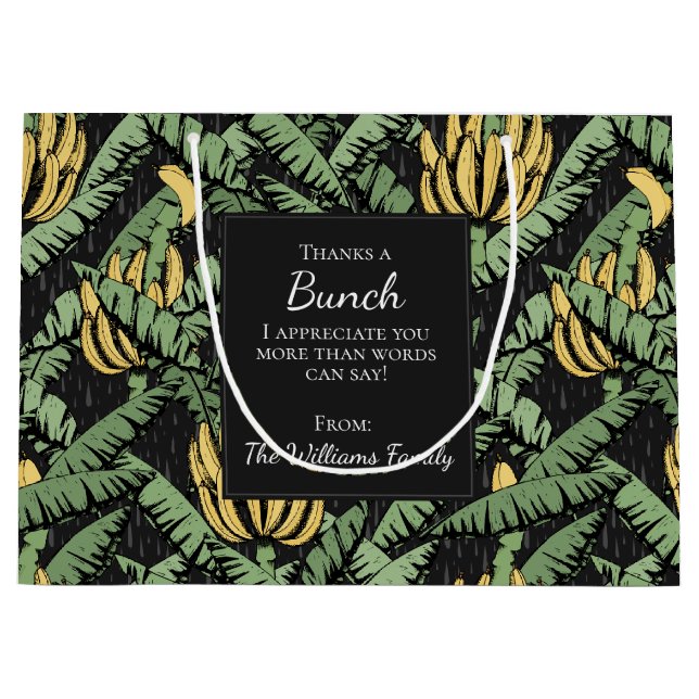 Schwarz dank einer Bonität für tropische Bananen Große Geschenktüte (Vorderseite)