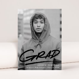 Schwarz | Dashed Modern Foto Abschluss Ankündigung