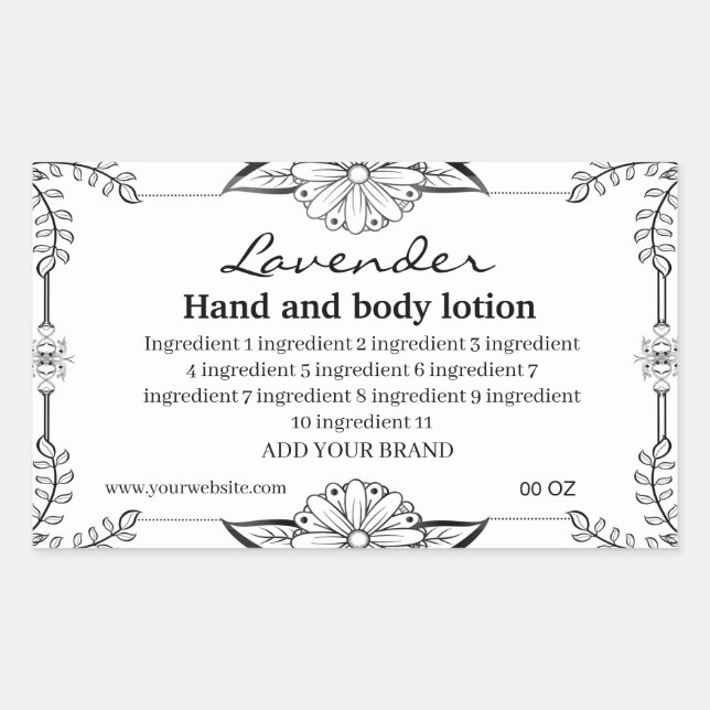 Schwarz-Dekorrahmen, weißes Hintergrundlabel Rechteckiger Aufkleber (Vorderseite)