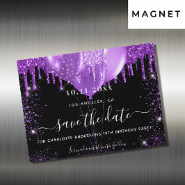 Schwarz der Geburtstagspartei lila speichern Datum Magnetkarte