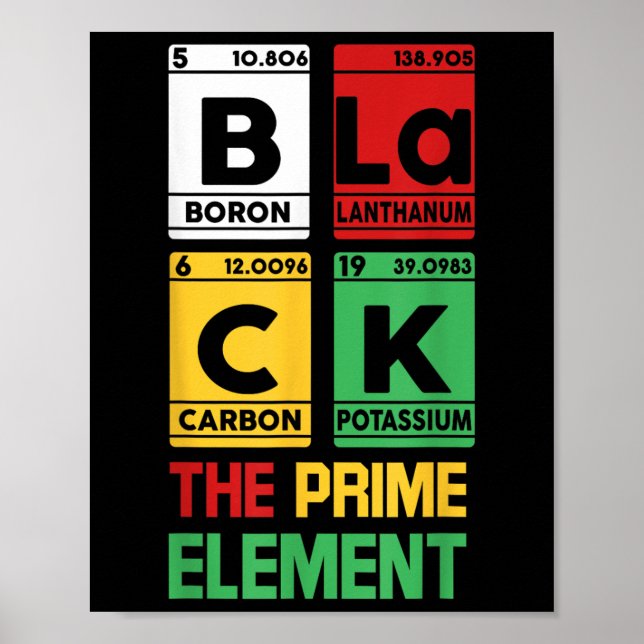 Schwarz des Prime-Element Periodic Table Black His Poster (Vorne)