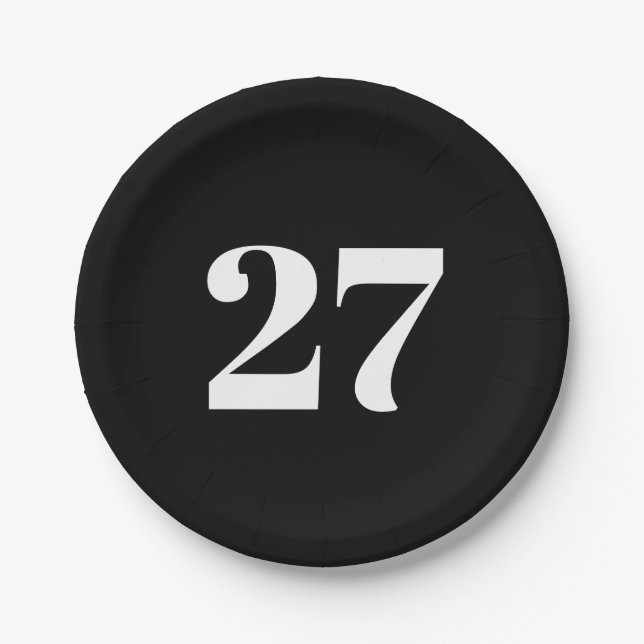 Schwarz des weißen Buchstabens mit Leerzeichen anp Pappteller (Vorderseite)