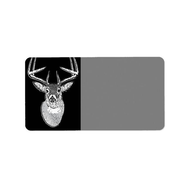 Schwarz-Design White Schwanz Deer Adressaufkleber (Vorne)
