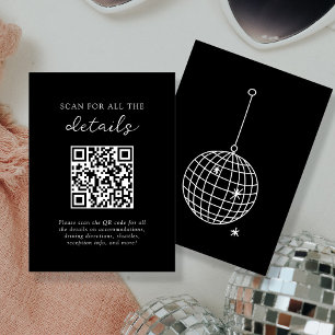 Schwarz Details zum Disco Ball Wedding QR Code Begleitkarte