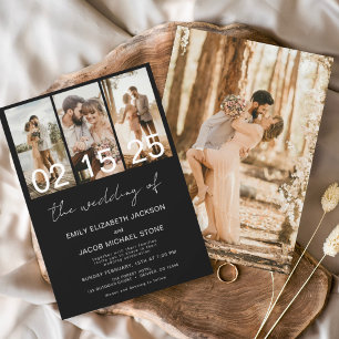 Schwarz Die Hochzeit von Foto Einfach Minimalistis Einladung