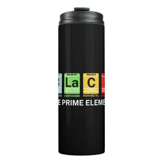 Schwarz: Die schwarze Vorgeschichte des Prime-Elem Thermosbecher (Vorderseite)