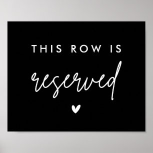 Schwarz Diese Reihe ist reserviert Stuhl Sitzplatz Poster