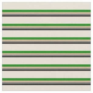 Schwarz, Dim Gray, Tan, Green und Bisque Lines Stoff