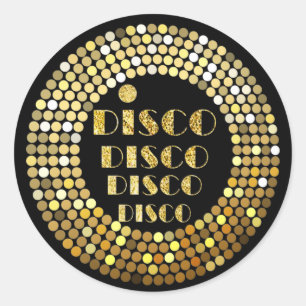 Schwarz, Disco-Party, vielen Dank Runder Aufkleber