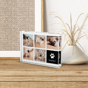 Schwarz Dog Pawprint Collage Fotoblock