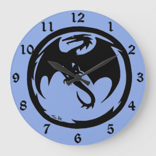 Schwarz-Drachenblau-Wanduhr mit Zahlen Große Wanduhr