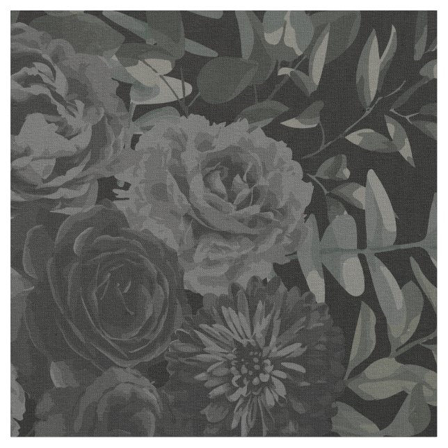 Schwarz-Dunkel-Gotik-Rose Floral Stoff (Nahaufnahme)