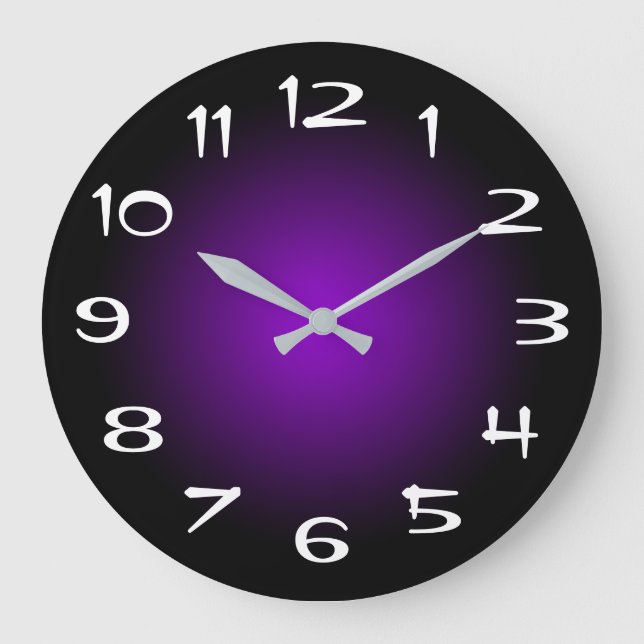 Schwarz-Dunkel-Violett-Radialstrahl Große Wanduhr (Vorderseite)