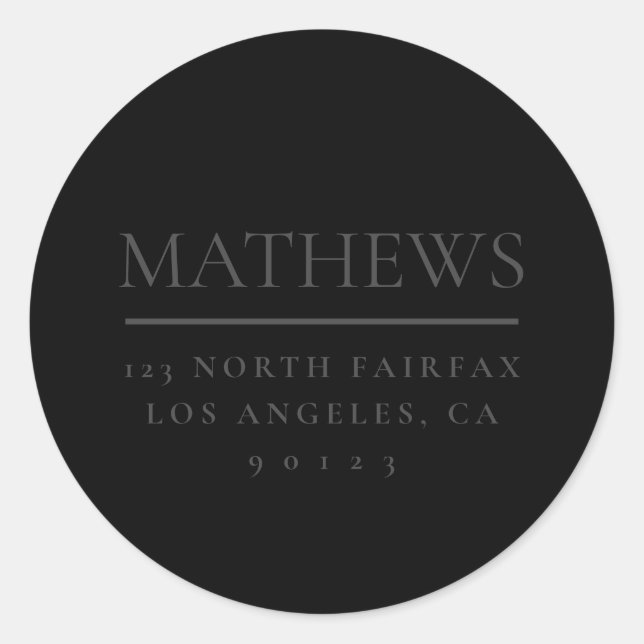 Schwarz & Dunkelgrau Runder Aufkleber (Vorderseite)