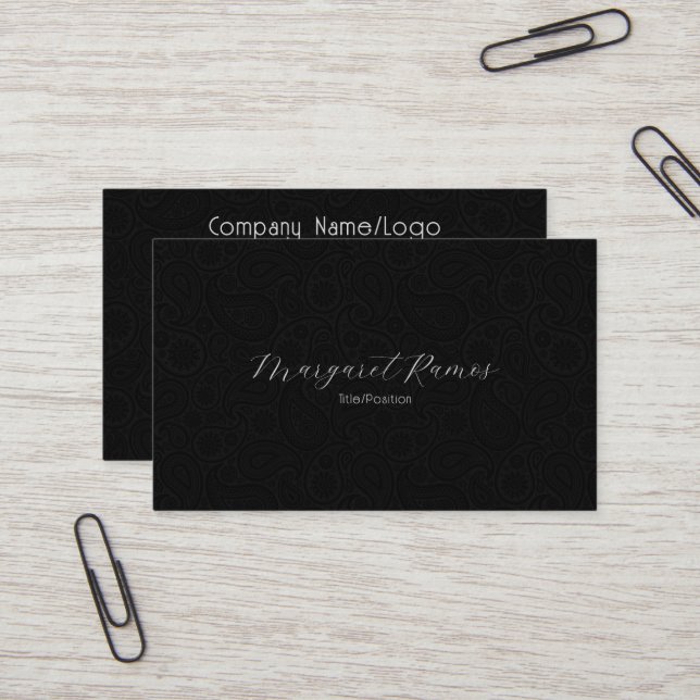 Schwarz-Dunkelgrau-Vintag-Blütenmuster Visitenkarte (Vorderseite/Rückseite Beispiel)