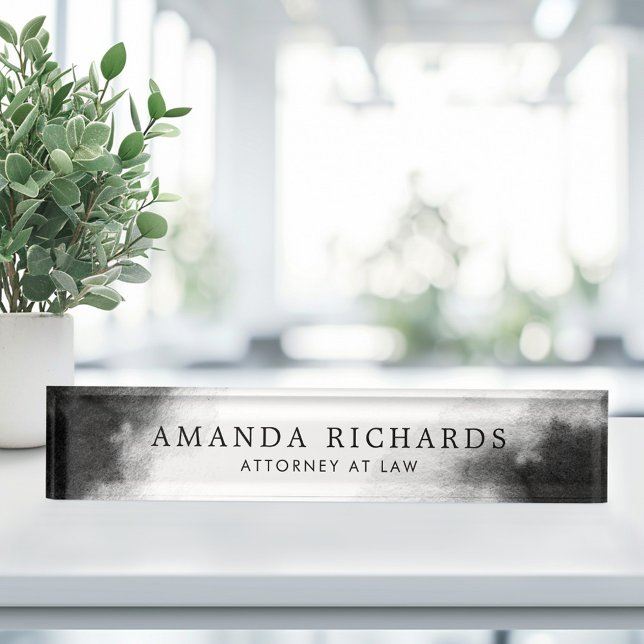 Schwarz-Dunkelgrau-Wasserfarbe Namensplakette (Black and dark gray watercolor desk name plate)