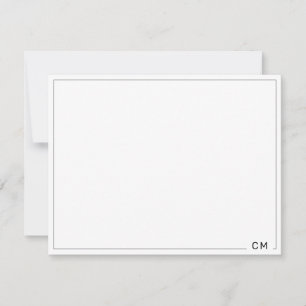 Schwarz-dünner-Grenze 2-Letter-Monogramm Mitteilungskarte