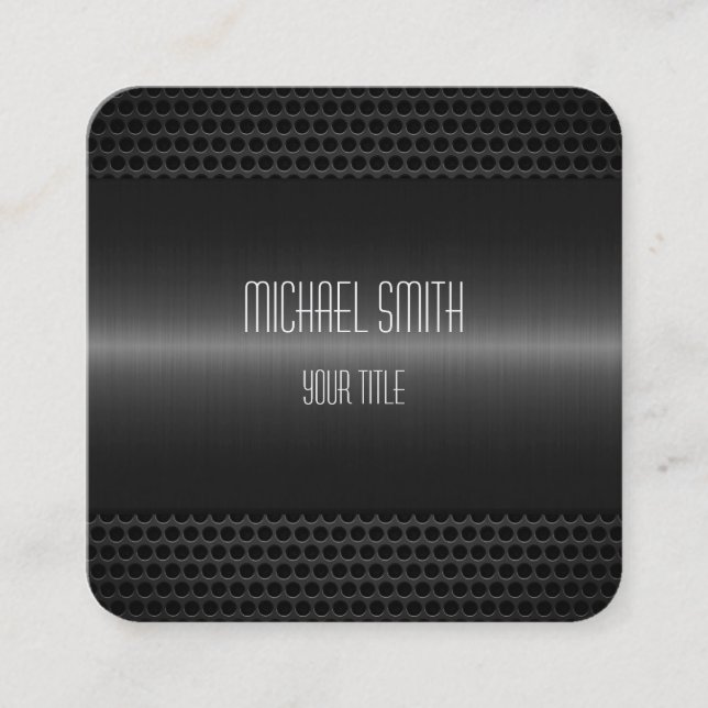 Schwarz-Edelstahlaussehen Quadratische Visitenkarte (Vorderseite)