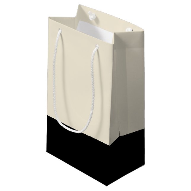 Schwarz & Eggshell Weißer Farbblock-Geschenktasche Kleine Geschenktüte (Vorderseite Schrägansicht)