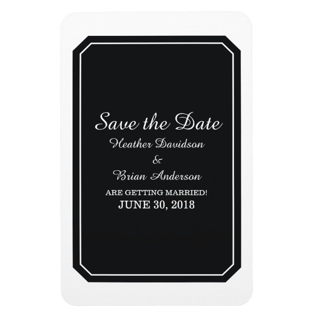 Schwarz einfach elegant Save the Date Magnet (Vertikal)