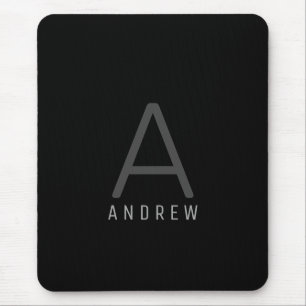 Schwarz Einfache Moderne Mit Monogramm Mousepad