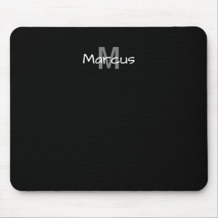 Schwarz Elegant Mit Monogramm Mousepad
