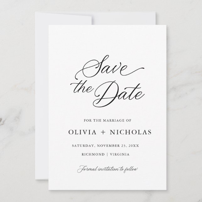 Schwarz Elegant Moderne Skriptkalligrafie Einladung (Vorderseite)