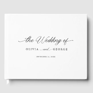 Schwarz Elegant Moderne Skriptkalligrafie Gästebuch