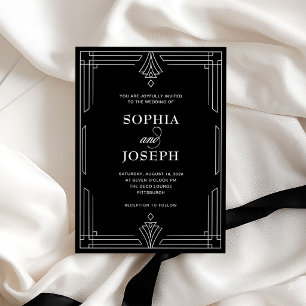 Schwarz Elegante glamouröse formelle Hochzeit Einladung