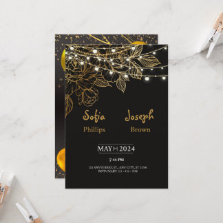 Schwarz Elegante Minimalistische Hochzeitseinladun Einladung