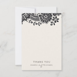 Schwarz elegante Vintage Spitzen Hochzeit danke