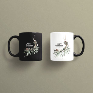 Schwarz elegante Wasserfarbe botanische Weihnachts Tasse