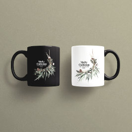Schwarz elegante Wasserfarbe botanische Weihnachts Tasse