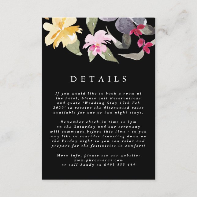 Schwarz Elegante Wasserfarbe Schöne Hochzeitsstimm Begleitkarte (Vorderseite)