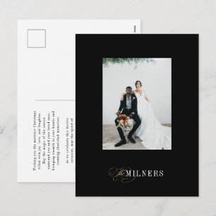Schwarz Elegantes Minimalistisches Foto Feiertagspostkarte