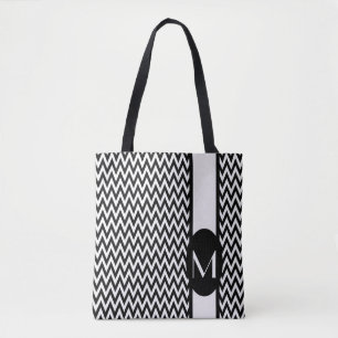 Schwarz Elegantes Zickzack Design mit Monogramm
