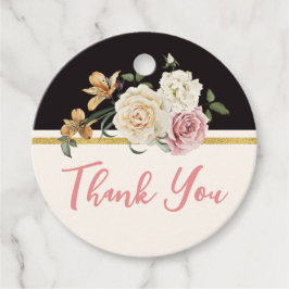 Schwarz, Elfenbein, Gold, Blumenstrauß Geschenkanhänger