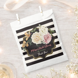 Schwarz, Elfenbein, Gold, Blumenstrauß Geschenktütchen