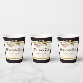 Schwarz, Elfenbein, goldblütiges Brautparty Pappbecher