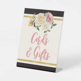 Schwarz, Elfenbein, goldblütiges Brautparty Sockelschild