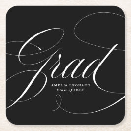 Schwarz | Eloquence Abschluss Square Paper Unterse Rechteckiger Pappuntersetzer