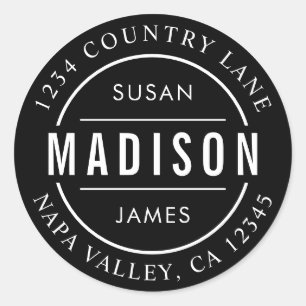 Schwarz Erstellen Sie Ihre eigene Familienname-Rüc Runder Aufkleber