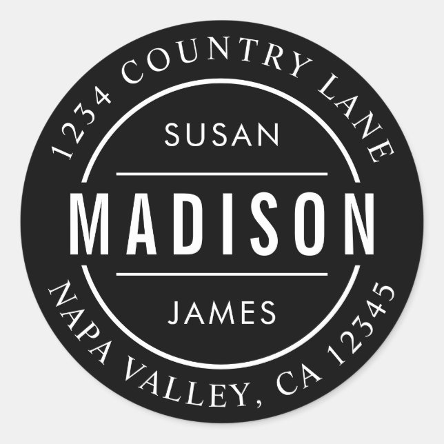 Schwarz Erstellen Sie Ihre eigene Familienname-Rüc Runder Aufkleber (Vorderseite)