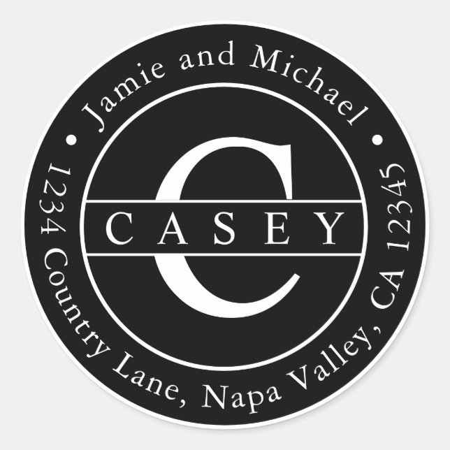 Schwarz Erstellen Sie Ihre eigene Monogramm-Rückse Runder Aufkleber (Vorderseite)
